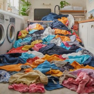 Piled Laundry In Laundry Room 300x300